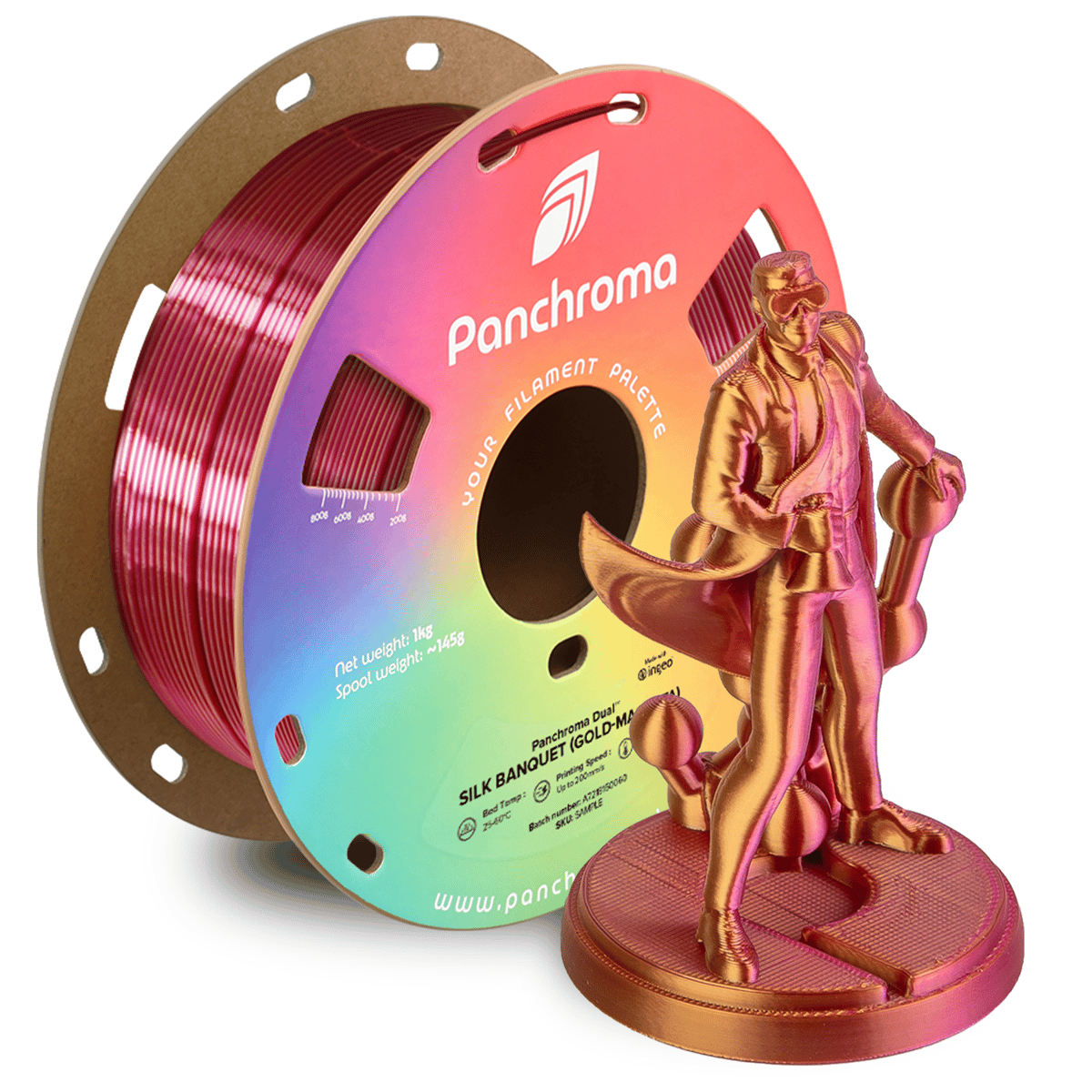 Panchroma Dual Silk Banquet PLA Filament | Altın - Macenta