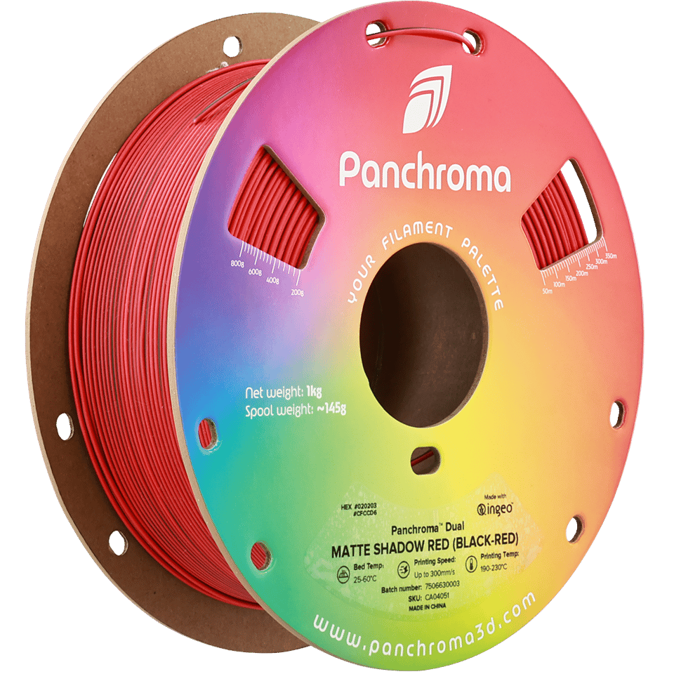Panchroma PLA Dual Filament Mat Gölge Kırmızı (Siyah - Kırmızı) - 1 kg 1.75mm