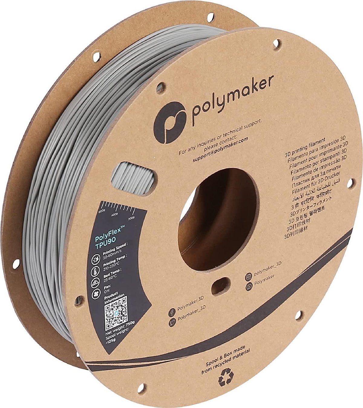 PolyFlex TPU90 Filament Gri – Esnek 3D Baskı