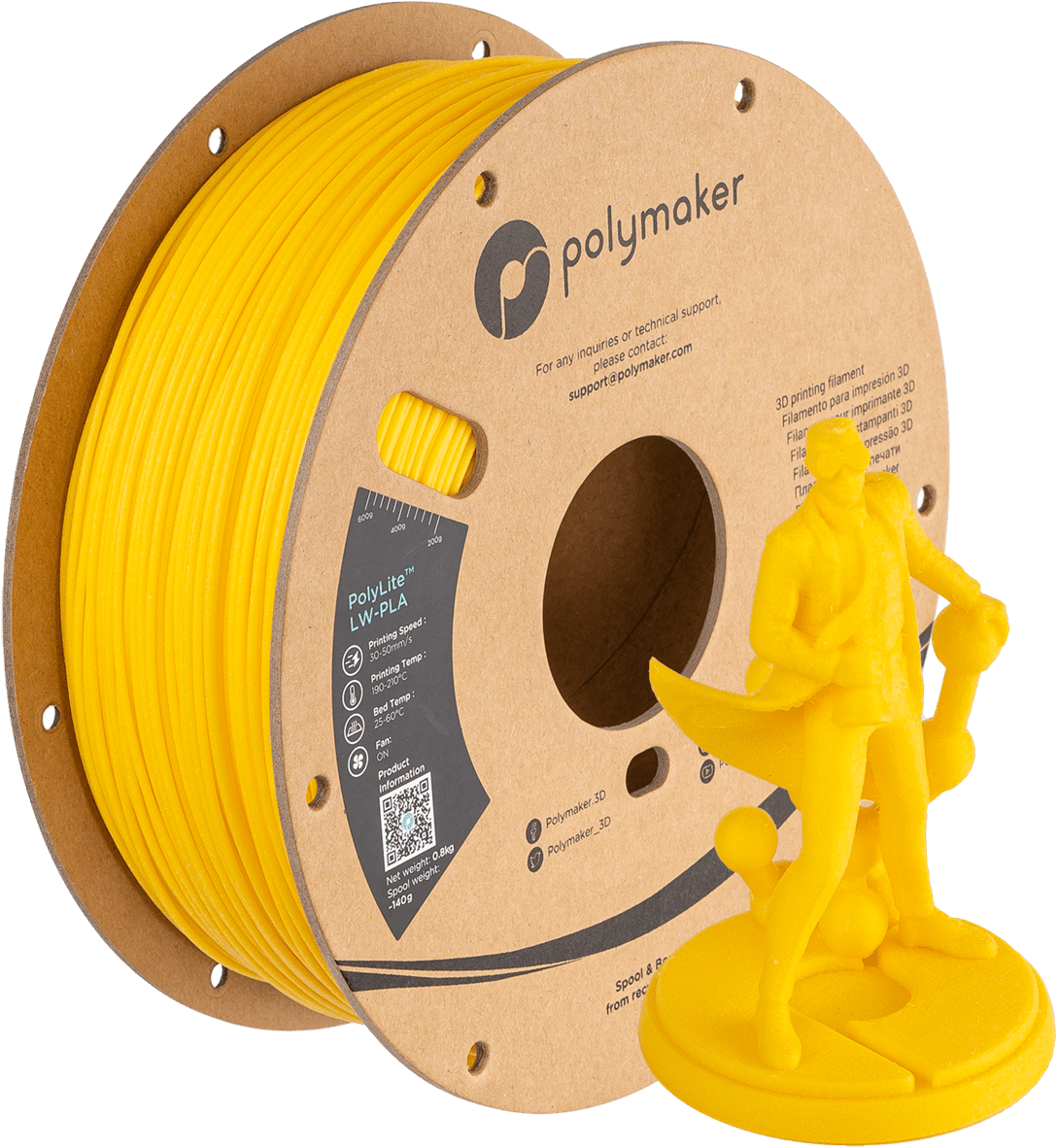 PolyLite LW-PLA Filament Parlak Sarı – Hafif ve Stabil 3D Baskı