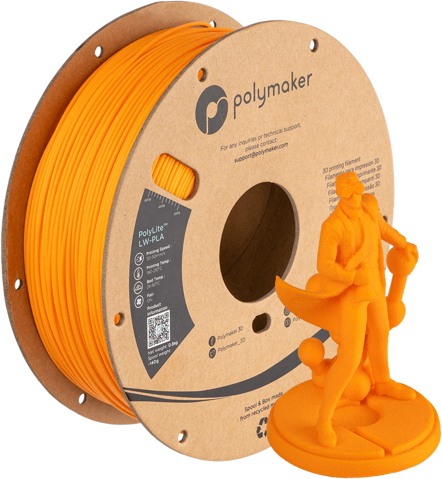 PolyLite LW-PLA Filament Parlak Turuncu – Hafif ve Stabil 3D Baskı