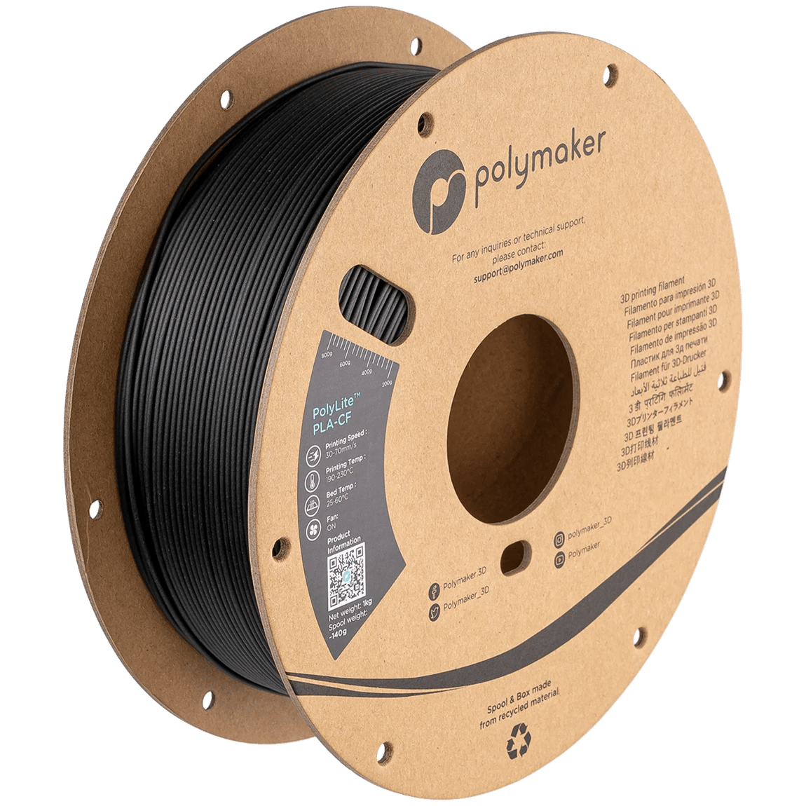 PolyLite PLA-CF Filament | Karbon Fiber Katkılı Dayanıklı PLA 1.75 mm 1 kg