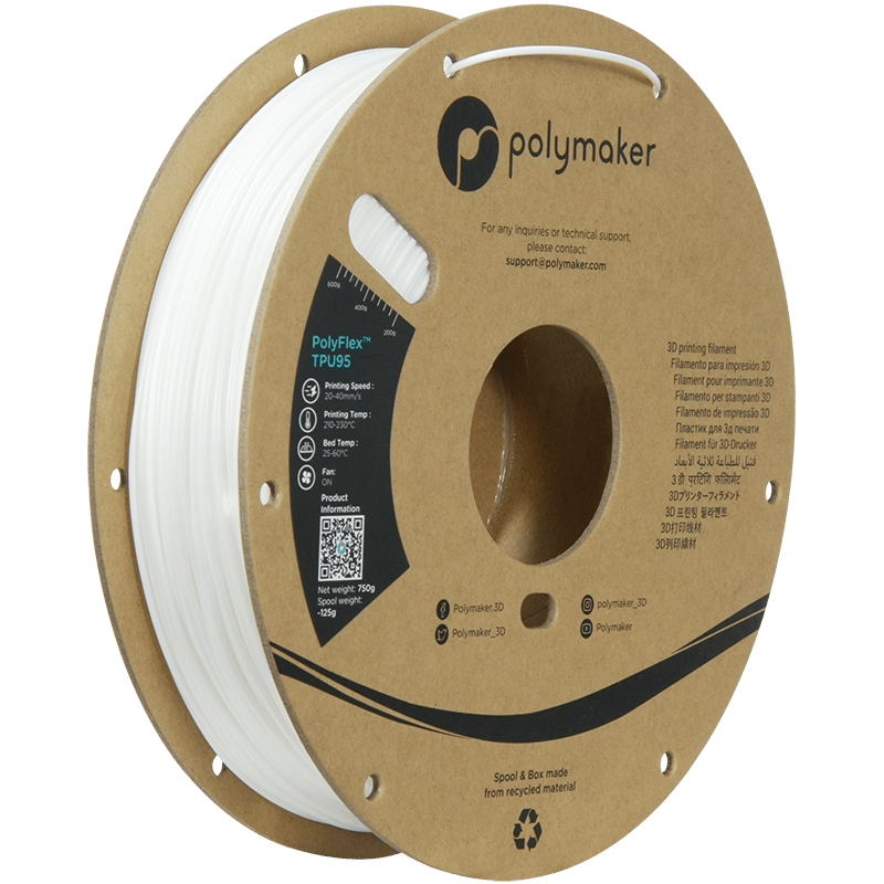 PolyFlex TPU95 Filament Beyaz – Esnek 3D Baskı