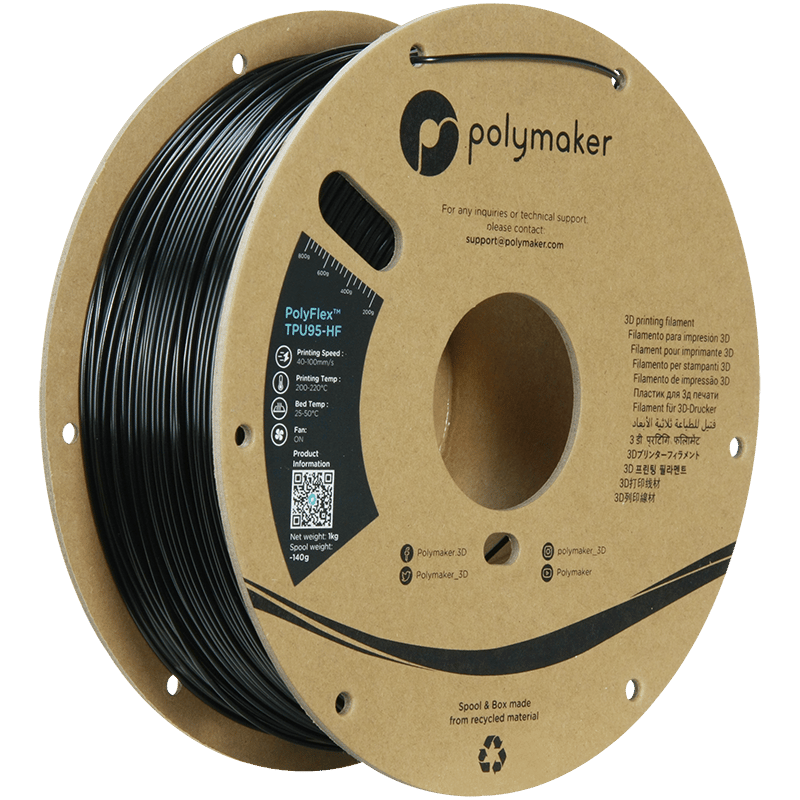PolyFlex TPU95-HF Filament Siyah – Esnek ve Hızlı