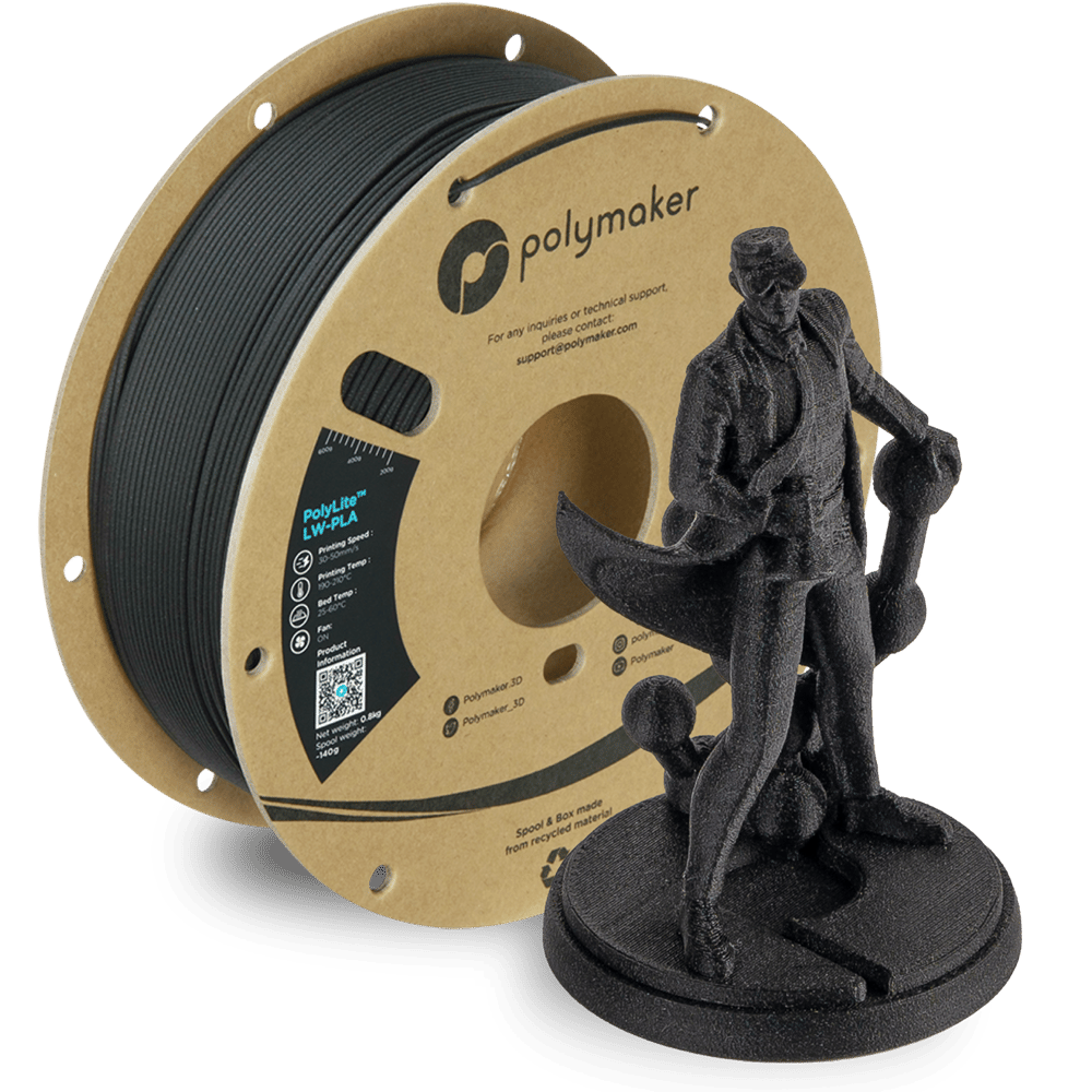 PolyLite LW-PLA Filament Siyah – Hafif ve Stabil 3D Baskı