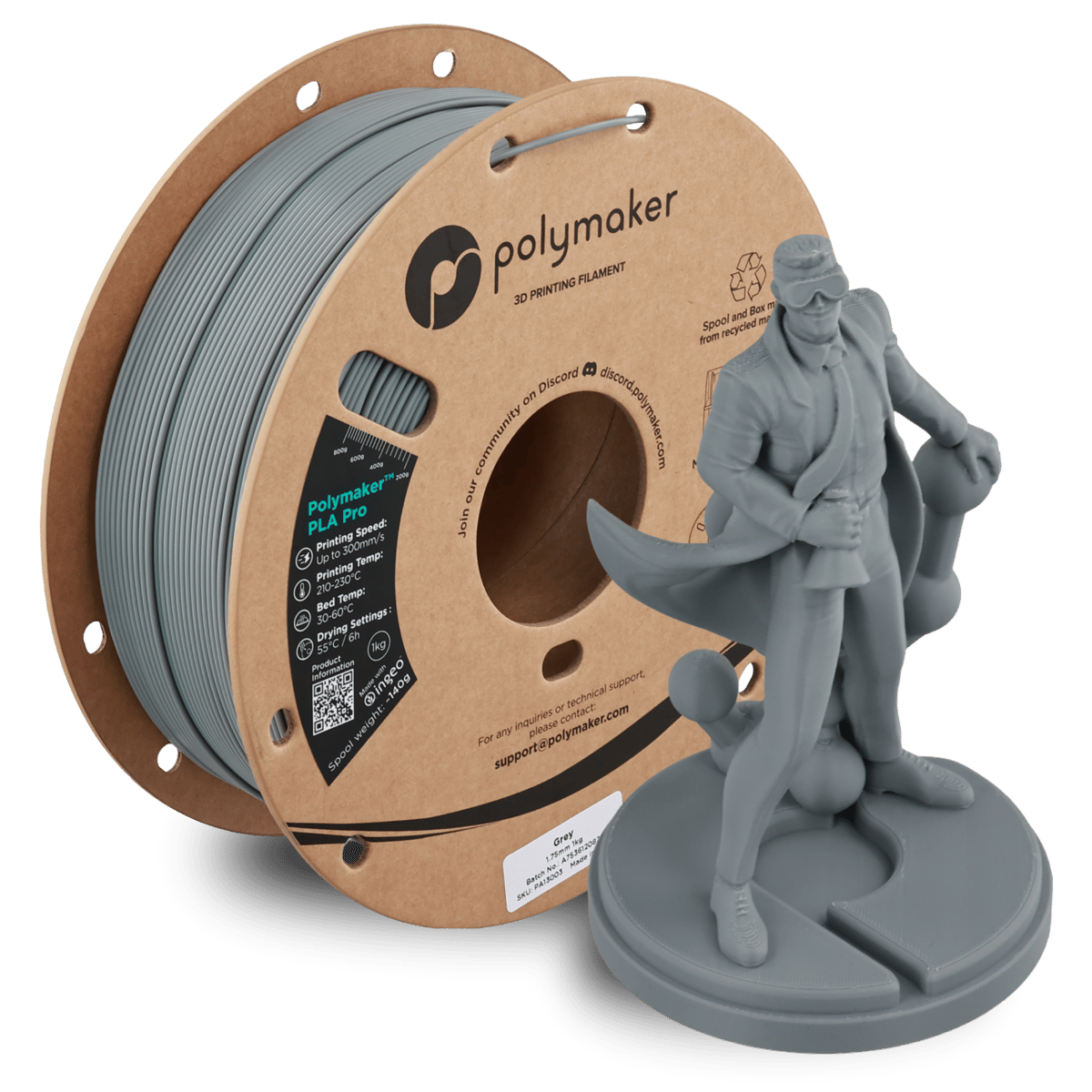 Polymaker PLA Pro Filament Gri - 1kg 1.75mm