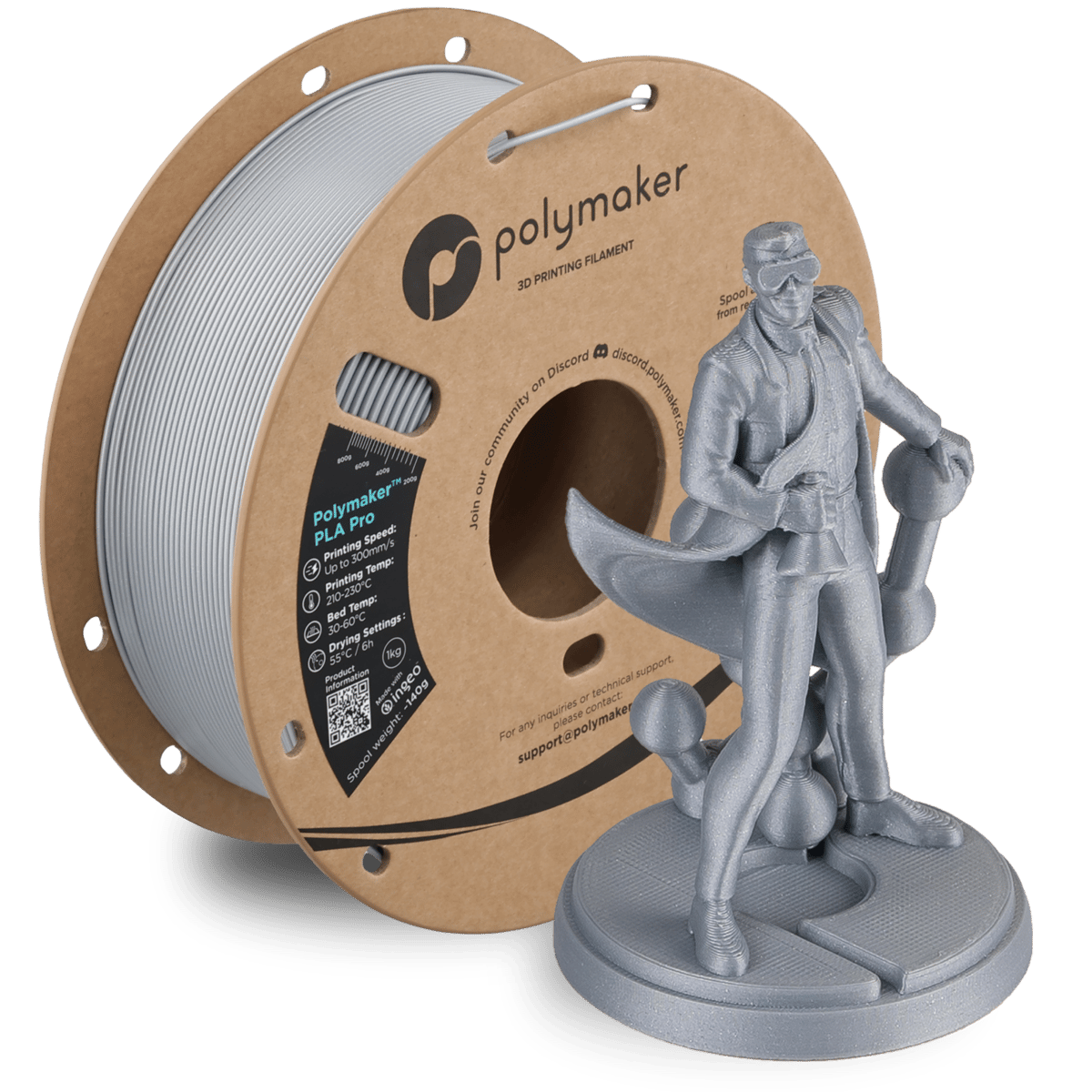 Polymaker PLA Pro Filament Metalik Gümüş - 1kg 1.75mm