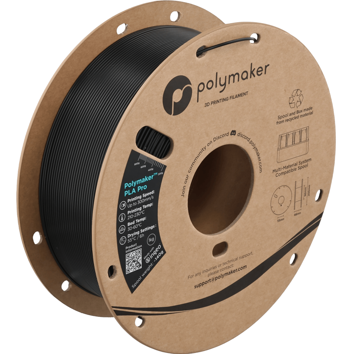 Polymaker PLA Pro Filament Siyah - 1kg 1.75mm