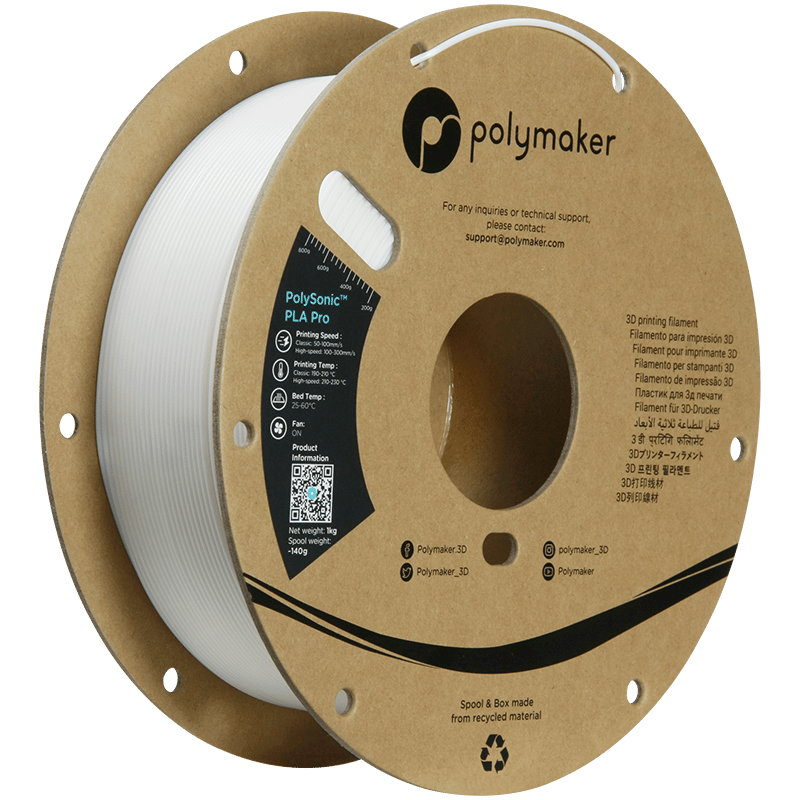 PolySonic PLA Pro Yüksek Hızlı Filament Beyaz - 1.75 mm 1 kg