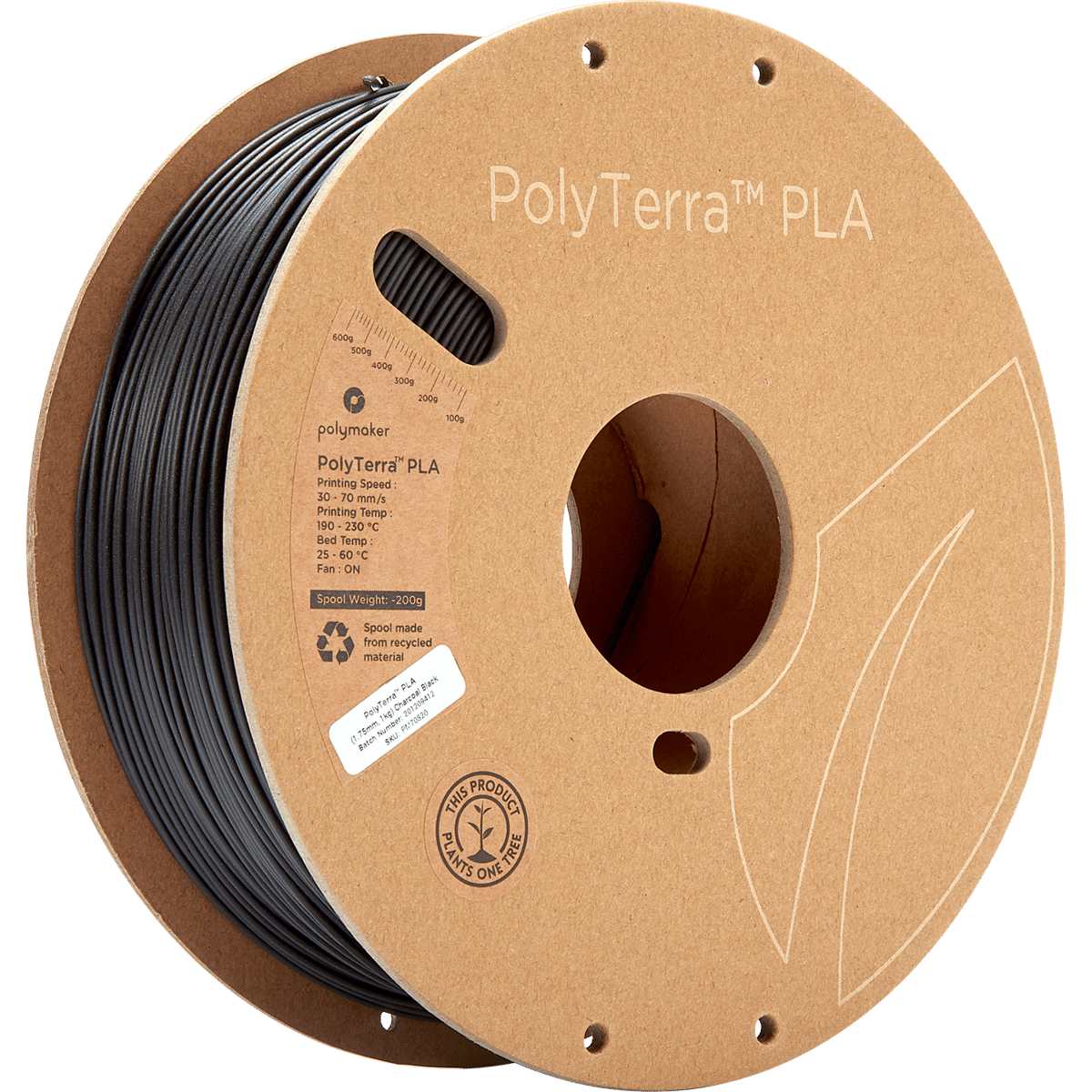 PolyTerra PLA Filament Kömür Siyah - 1 kg 1.75mm