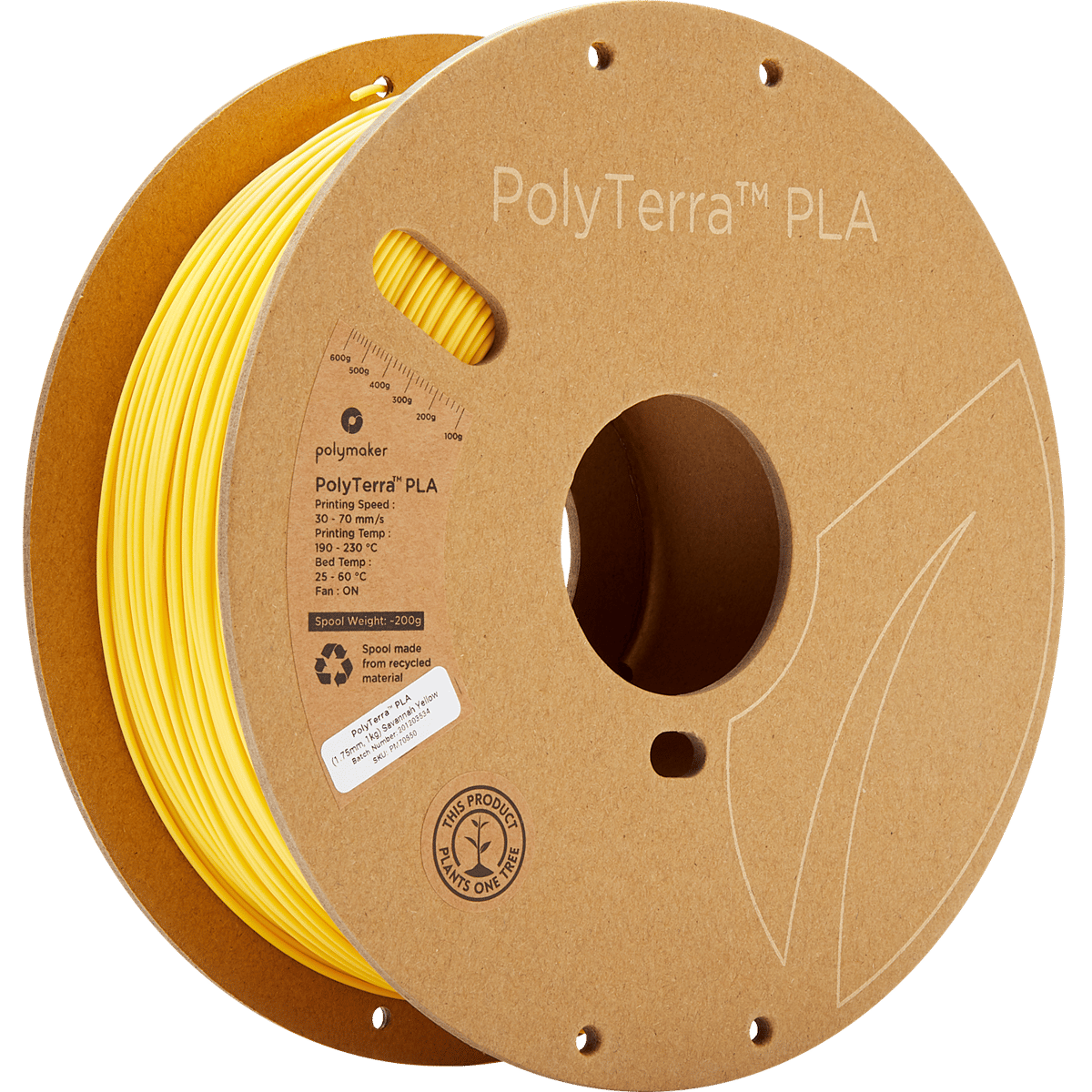 PolyTerra PLA Filament Savana Sarı - 1 kg 1.75mm