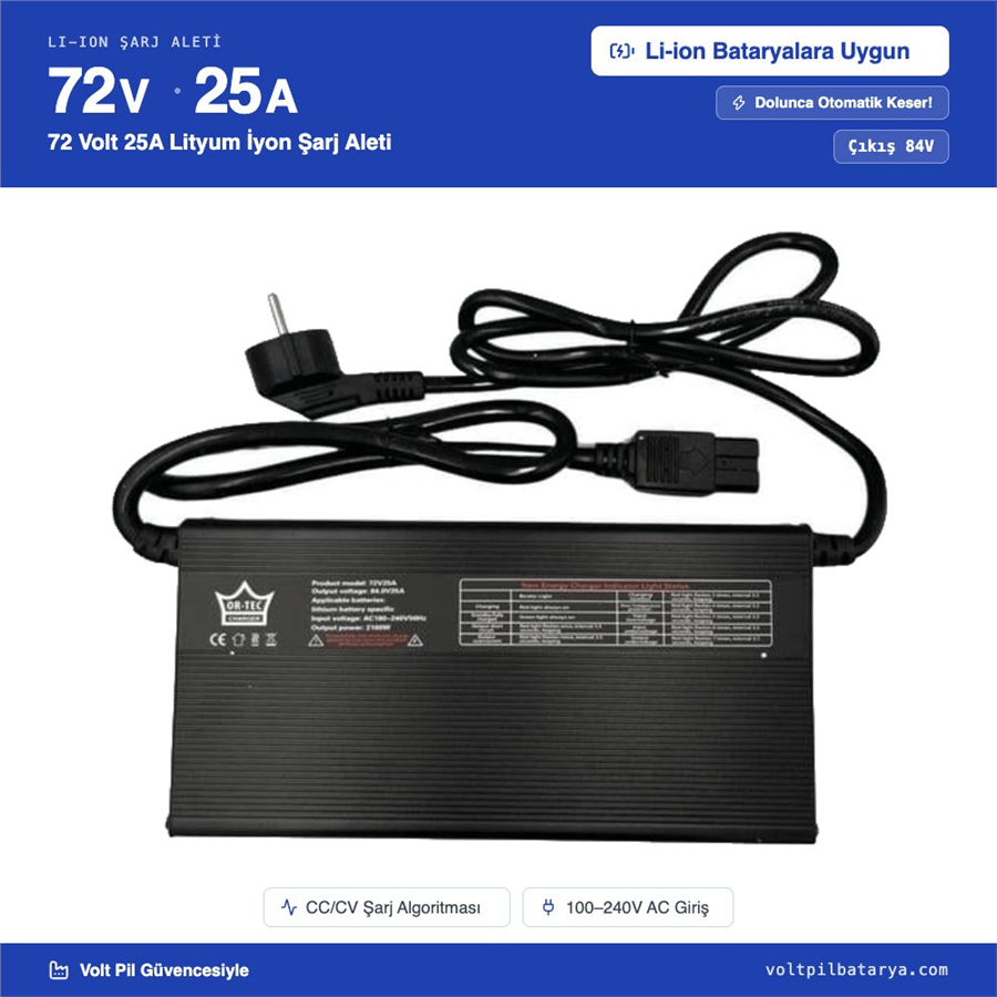 72 Volt 25A Lityum İyon Şarj Aleti