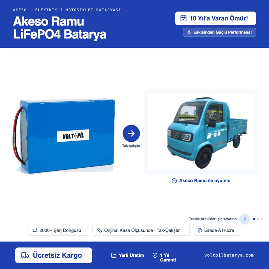 Akeso Ramu Lityum Bluetoothlu LiFePO4 Bataya