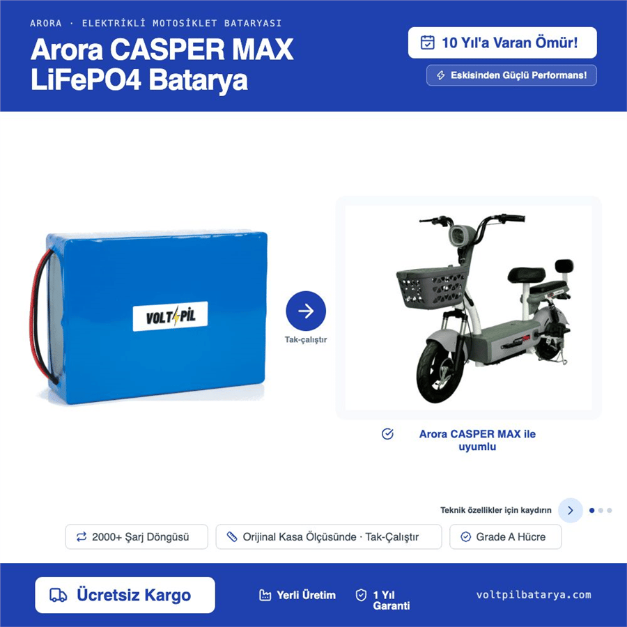 Arora CASPER MAX Lityum LiFePO4 Batarya