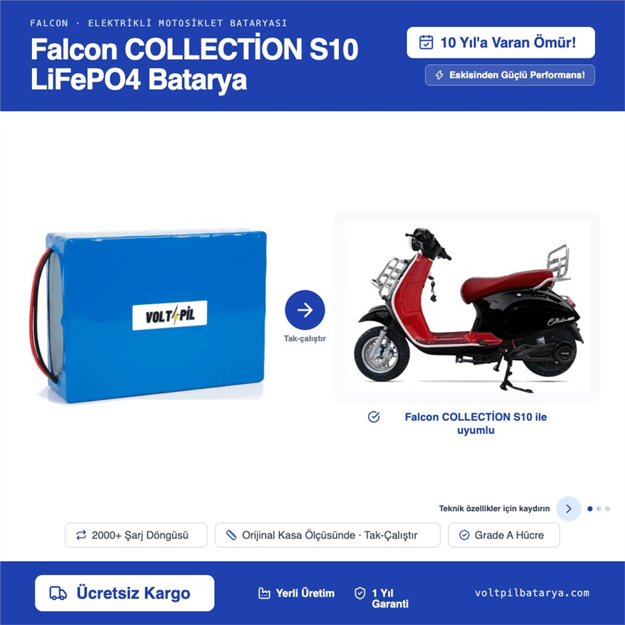 Falcon COLLECTİON S10 Lityum LiFePO4 Batarya
