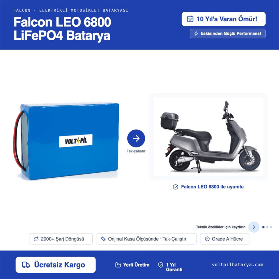 Falcon LEO 6800 Lityum LiFePO4 Batarya