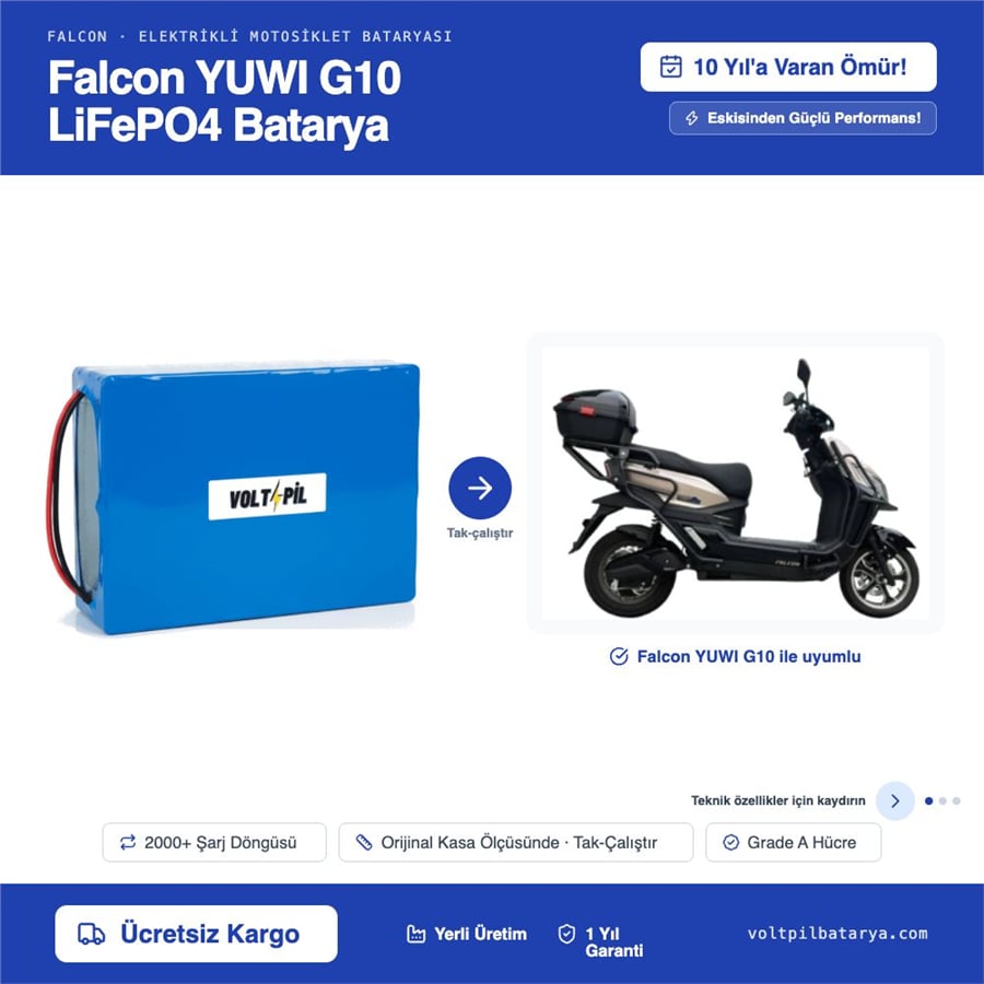 Falcon YUWI G10 Lityum LiFePO4 Batarya