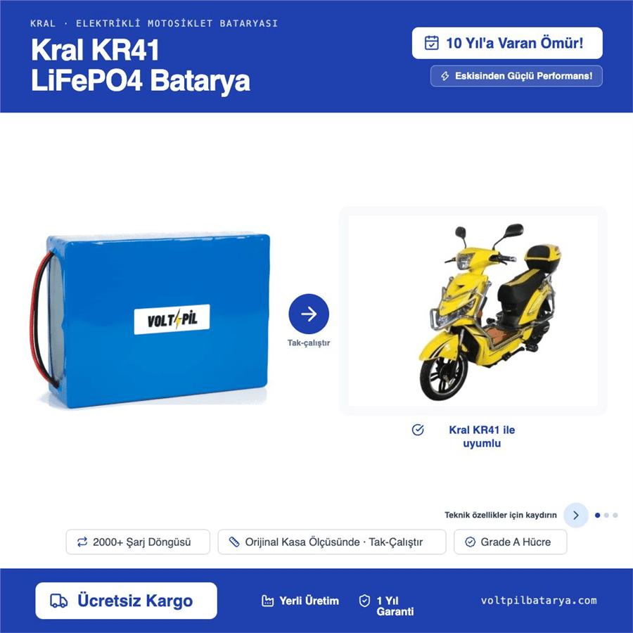 Kral KR41 Lityum LiFePO4 Batarya