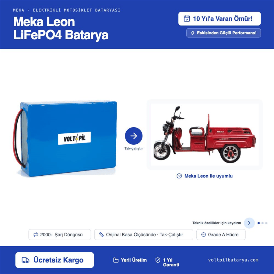Meka Leon Lityum LiFePO4 Batarya