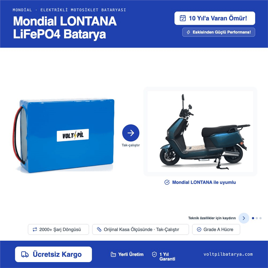 Mondial LONTANA Lityum LiFePO4 Batarya