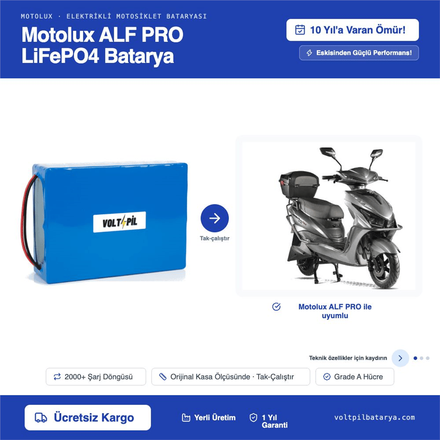 Motolux ALF PRO Lityum LiFePO4 Batarya