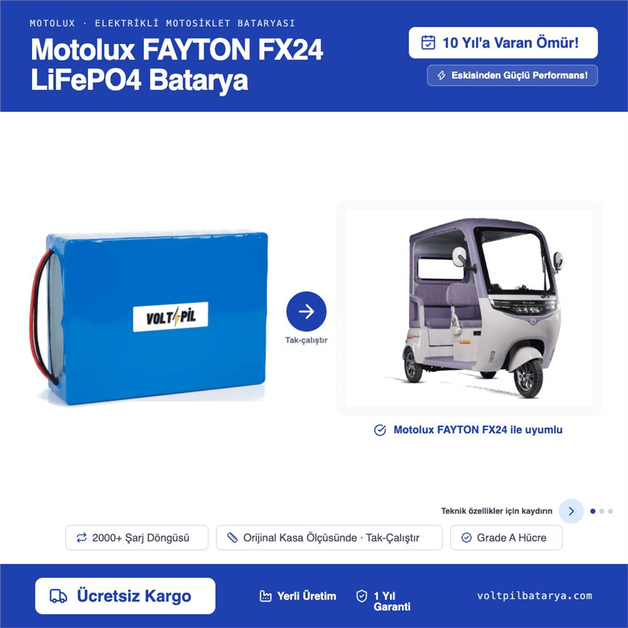 Motolux FAYTON FX24 Lityum LiFePO4 Batarya