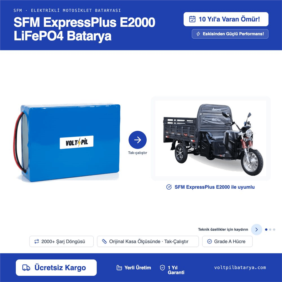 SFM ExpressPlus E2000 Lityum LiFePO4 Batarya