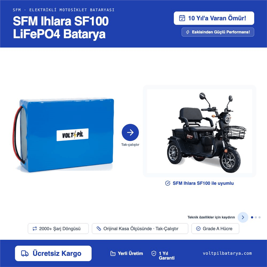 SFM Ihlara SF100 Lityum LiFePO4 Batarya