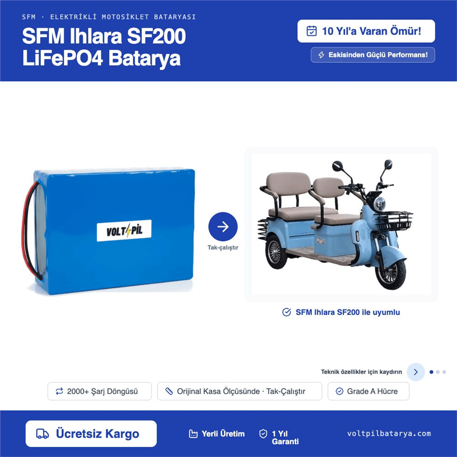 SFM Ihlara SF200 Lityum LiFePO4 Batarya