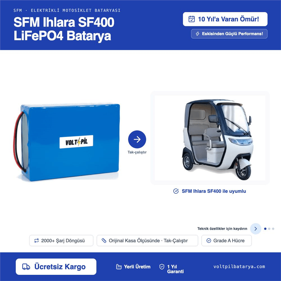 SFM Ihlara SF400 Lityum LiFePO4 Batarya