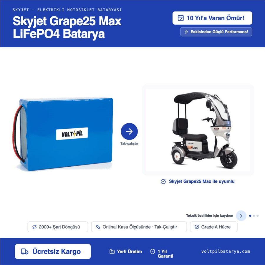 Skyjet Grape25 Max Lityum LiFePO4 Batarya