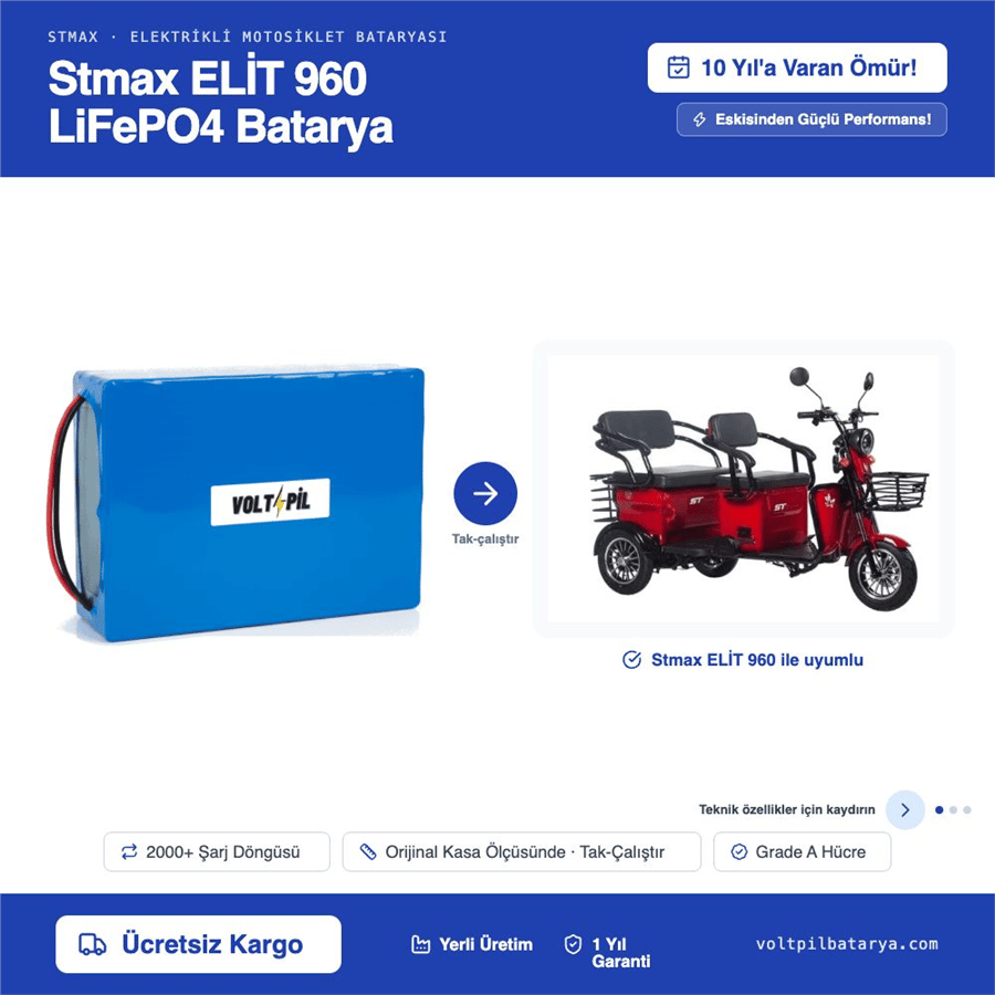Stmax ELİT 960 Lityum LiFePO4 Batarya