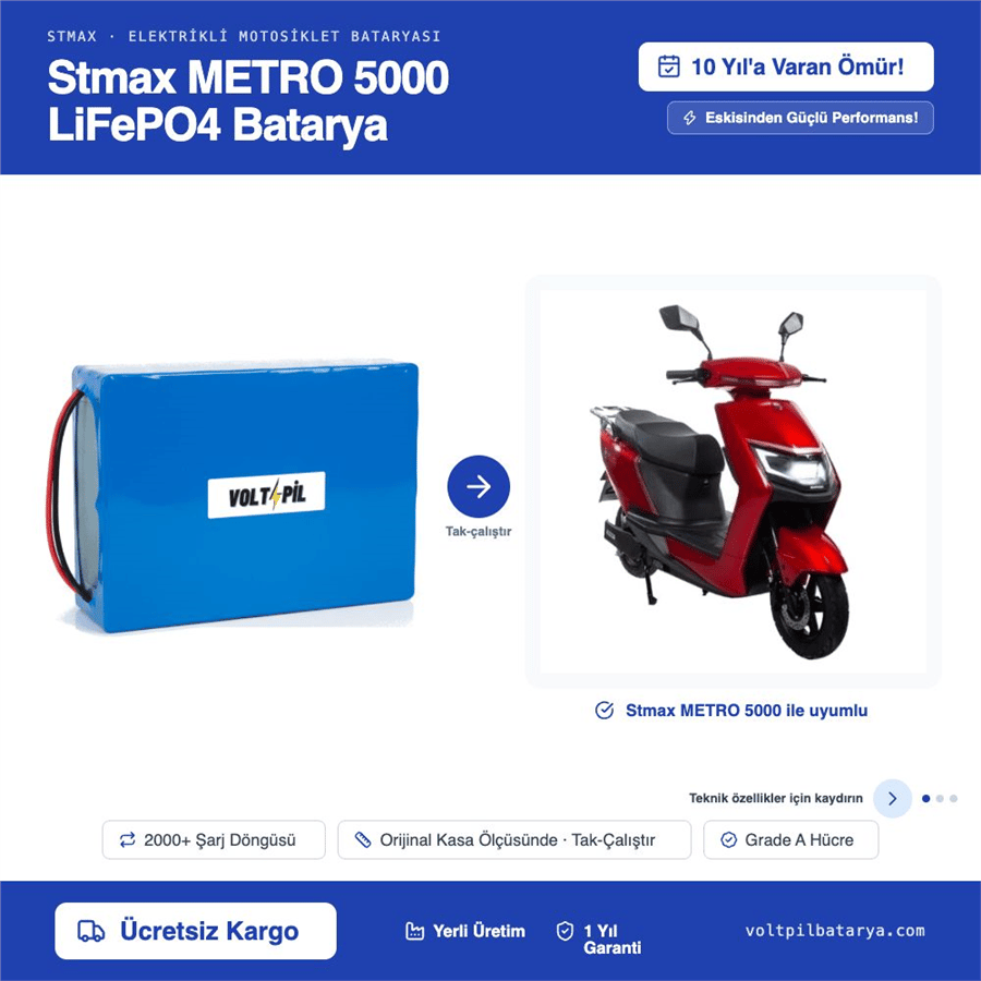 Stmax METRO 5000 Lityum LiFePO4 Batarya