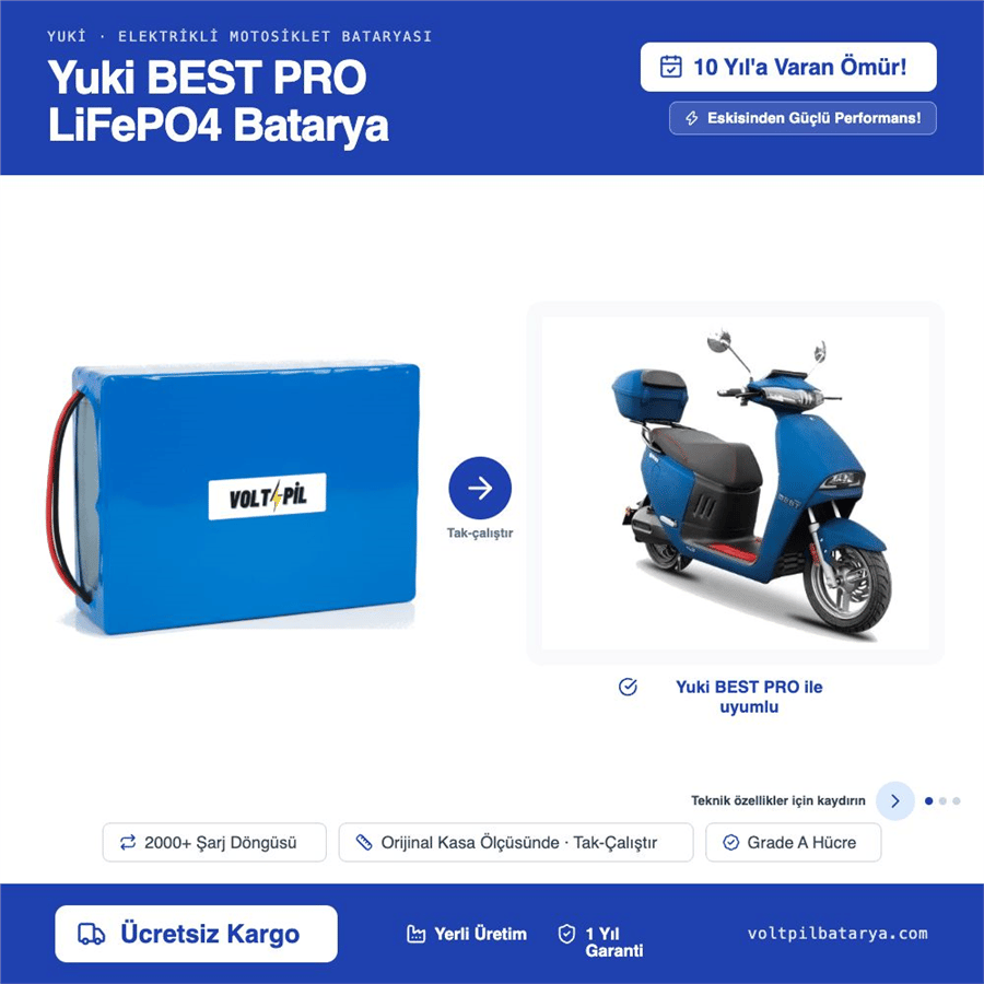 Yuki BEST PRO Lityum LiFePO4 Batarya