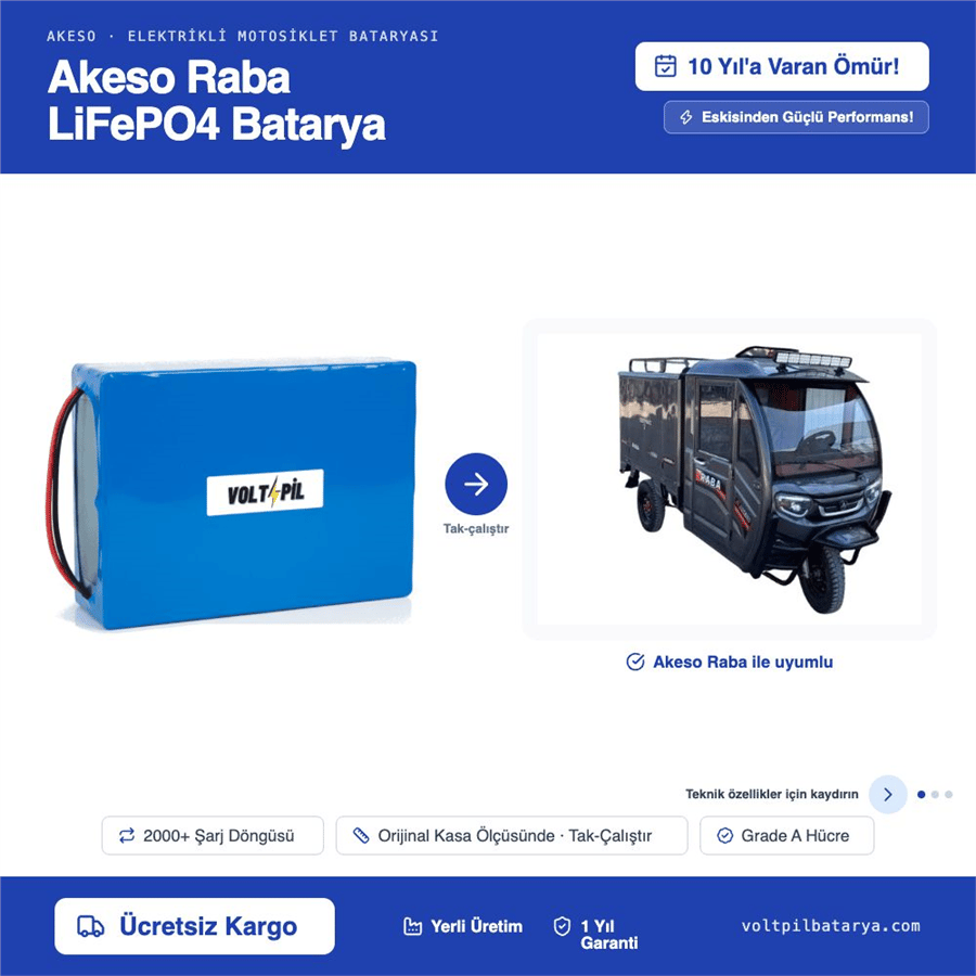 Akeso Raba Lityum Bluetoothlu LiFePO4 Bataya
