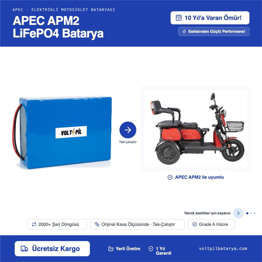APEC APM2 Lityum LiFePO4 Batarya
