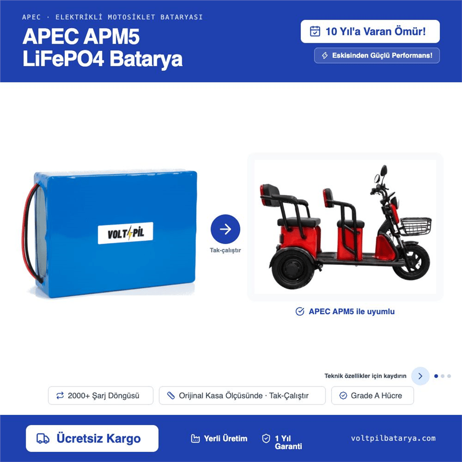 APEC APM5 Lityum LiFePO4 Batarya