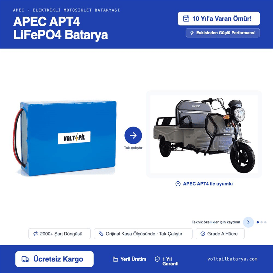 APEC APT4 Lityum LiFePO4 Batarya
