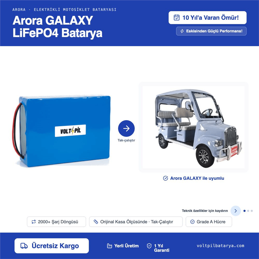 Arora GALAXY Lityum LiFePO4 Batarya