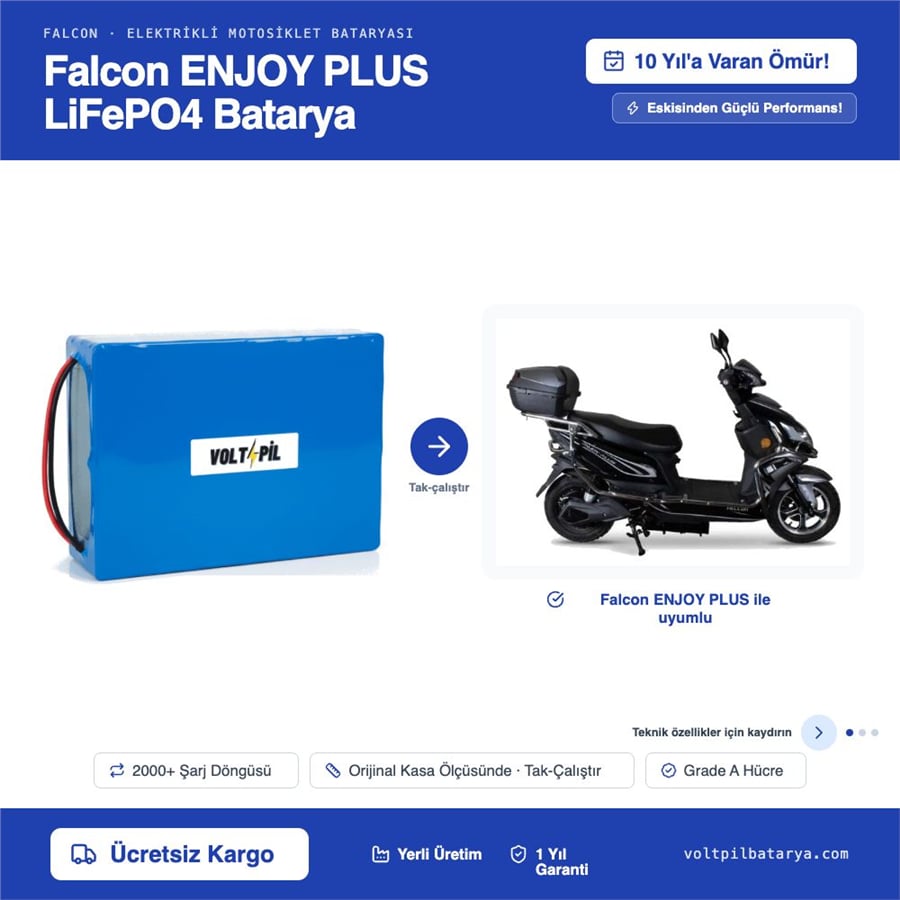 Falcon ENJOY PLUS Lityum LiFePO4 Batarya