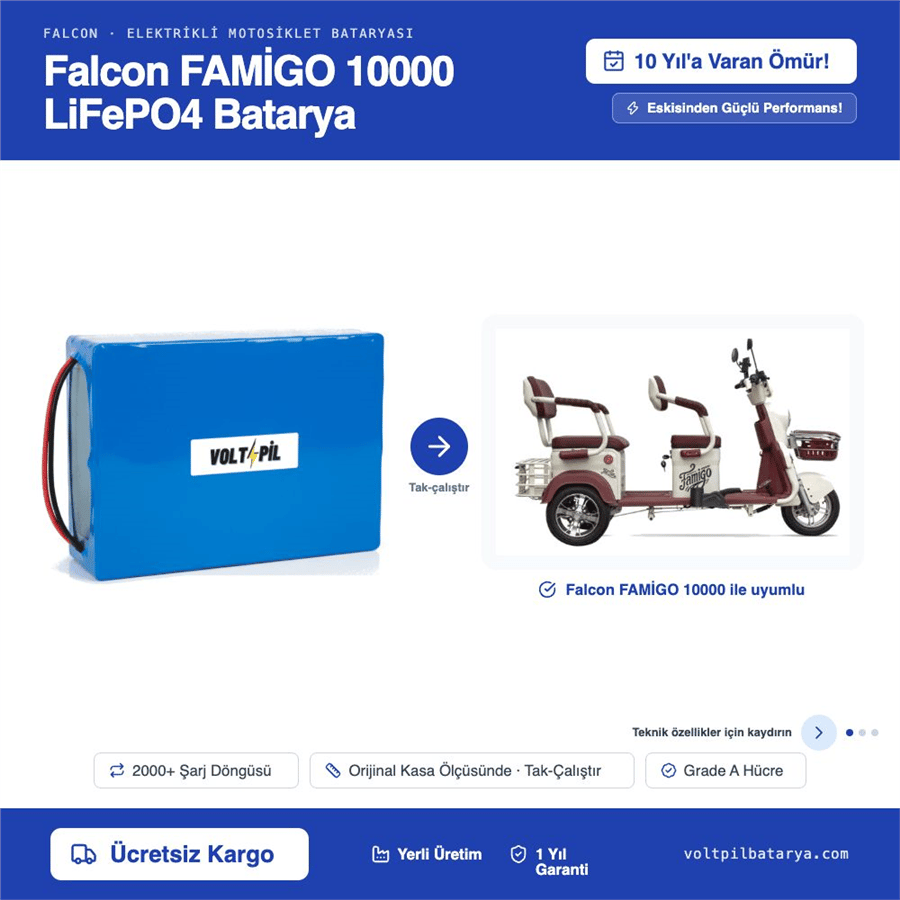 Falcon FAMİGO 10000 Lityum LiFePO4 Batarya