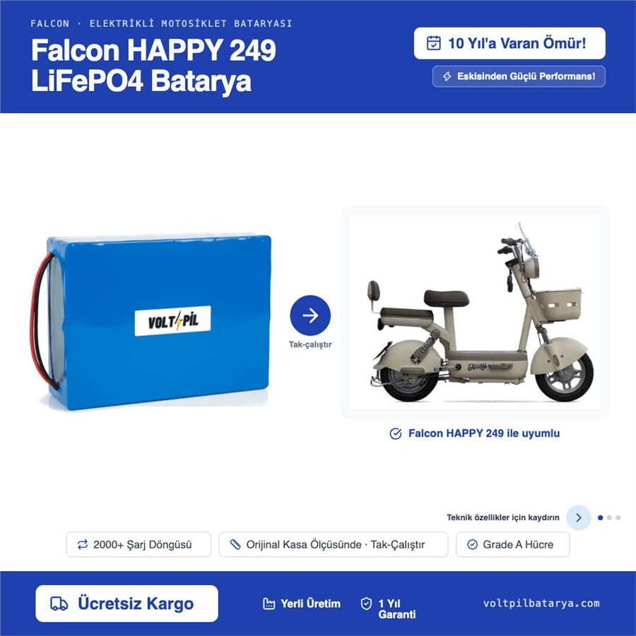 Falcon HAPPY 249 Lityum LiFePO4 Batarya