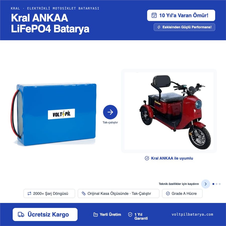 KRAL ANKAA Lityum LiFePO4 Batarya