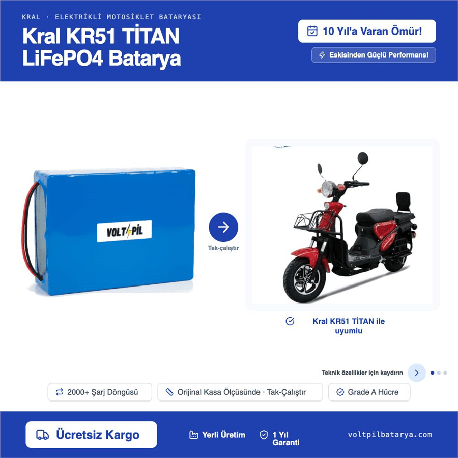 KRAL KR51 TİTAN Lityum LiFePO4 Batarya