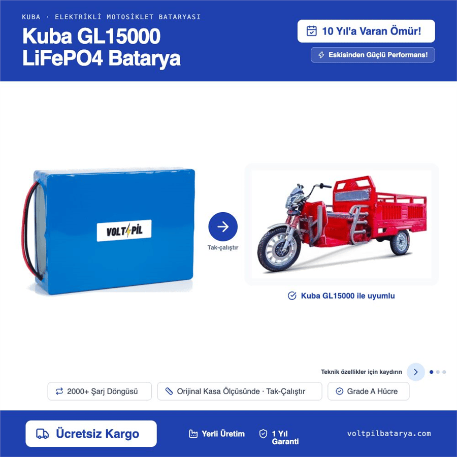 KUBA GL15000 Lityum LiFePO4 Batarya