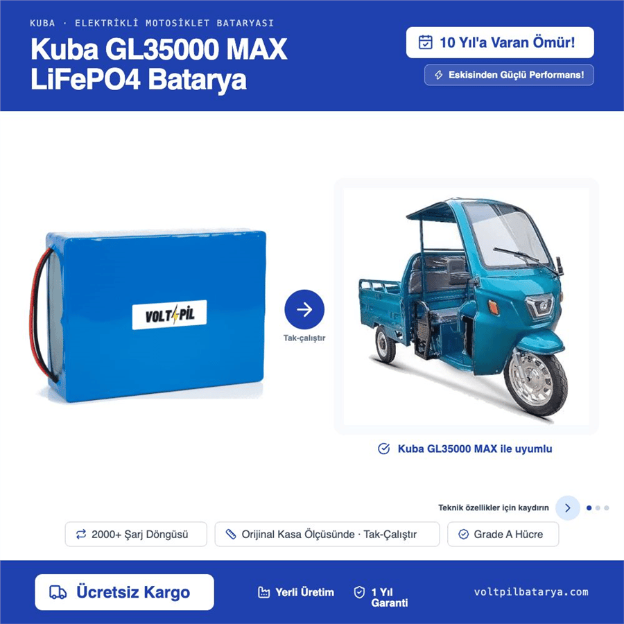 KUBA GL35000 MAX Lityum LiFePO4 Batarya