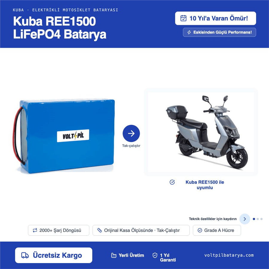 KUBA REE1500 Lityum LiFePO4 Batarya