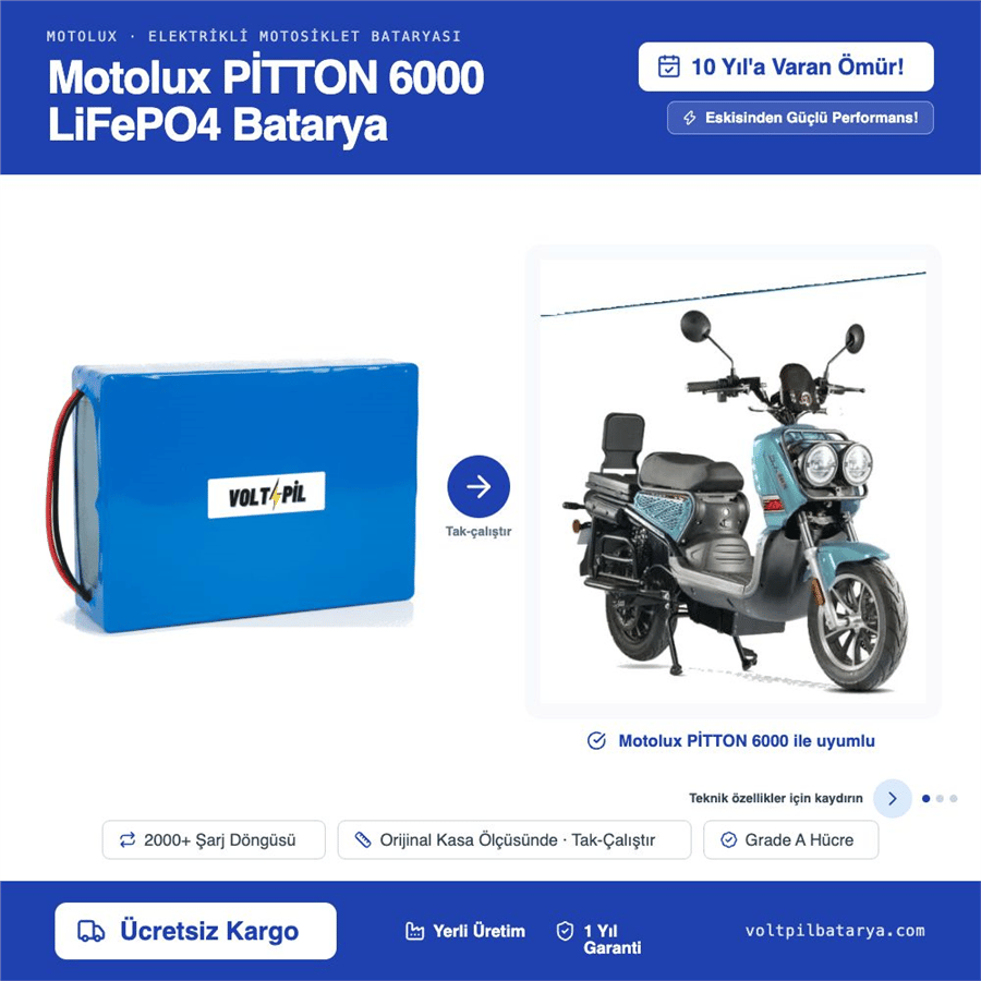 Motolux PİTTON 6000 Lityum LiFePO4 Batarya