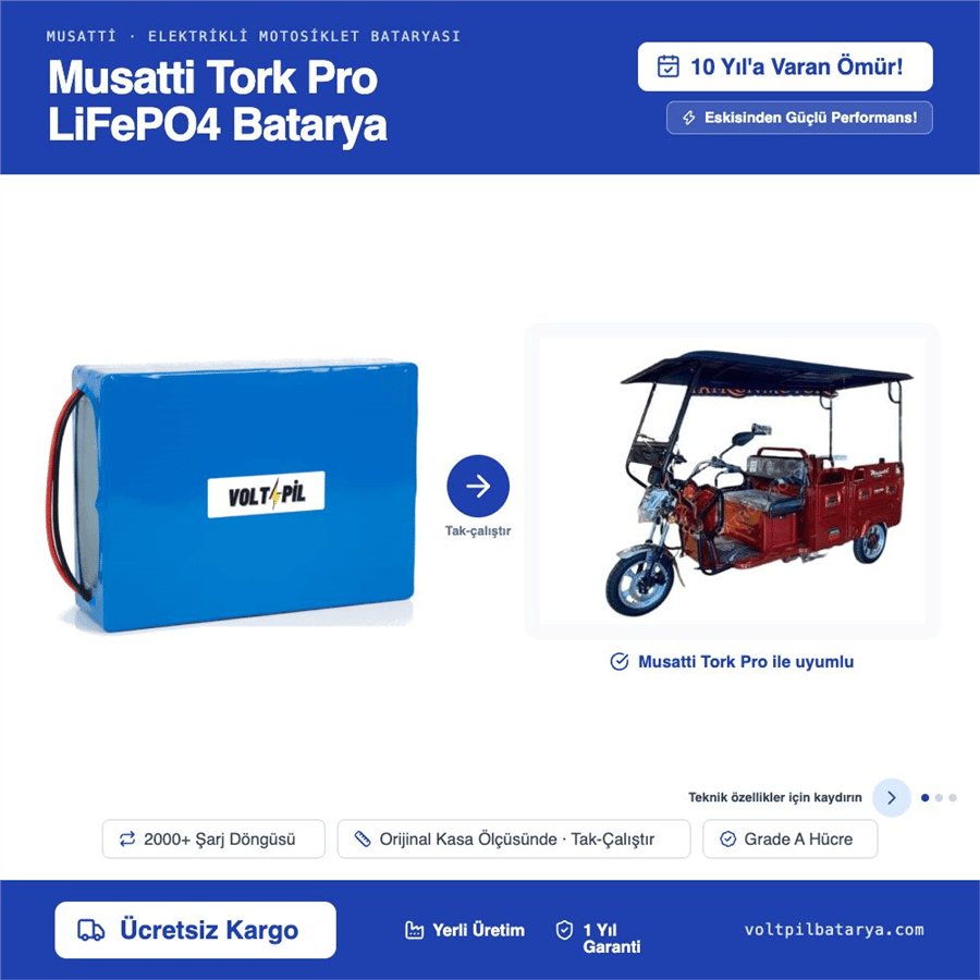 Musatti Tork Pro Lityum LiFePO4 Batarya