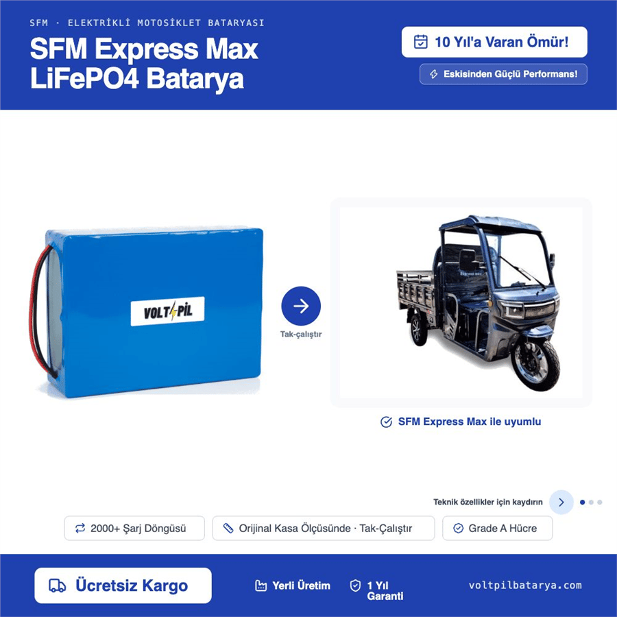 SFM Express Max Lityum LiFePO4 Batarya